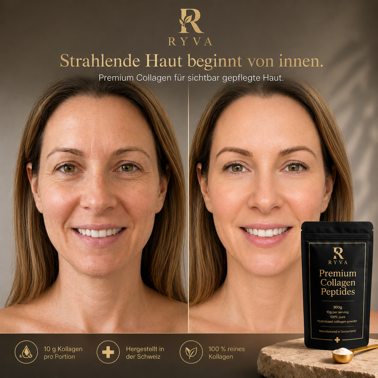 RYVA Premium Collagen Peptides | 300 g = 30 Portionen